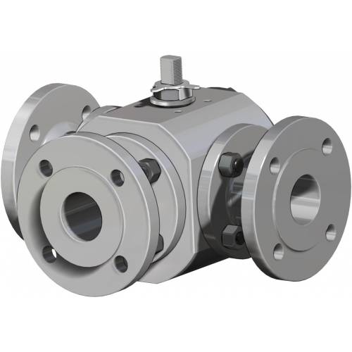 Ball valve THOR Split Body 3-way 4-gaskets PN 16-40 ANSI 150 stainless steel